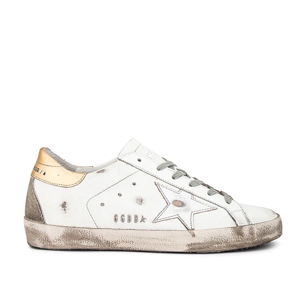Golden Goose Superstar Sneaker in White, Silver & Gold 🌟